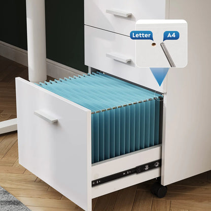 Mobile Office Storage Cabinet with Drawers and Wheels