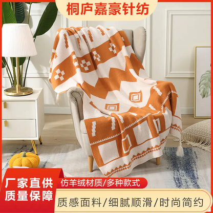 Nordic Style Luxury Knitted Throw Blanket for Office