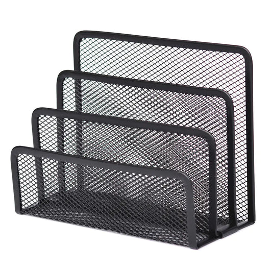 Metal Mesh Bookshelf with Wire Bookends