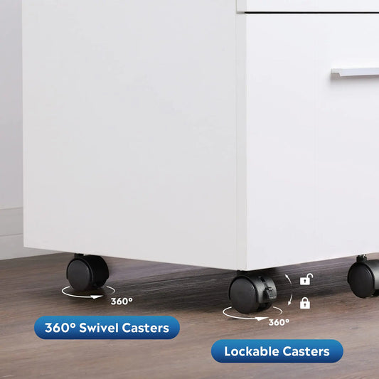 Mobile Office Storage Cabinet with Drawers and Wheels