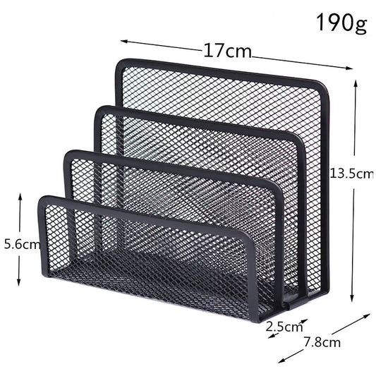 Metal Mesh Bookshelf with Wire Bookends