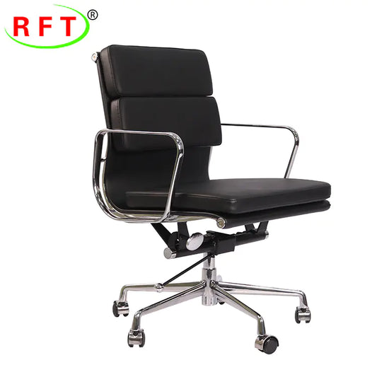 Ergonomic Soft Upholstered Office Chair with Aluminum Frame